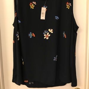 Navy Blue Loft Plus Mixed Media Tank Top